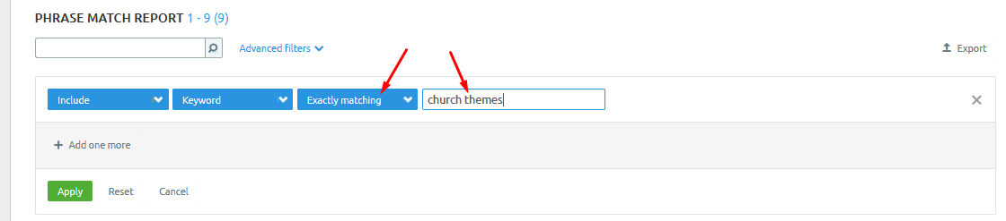semrush 词组匹配排除关键词