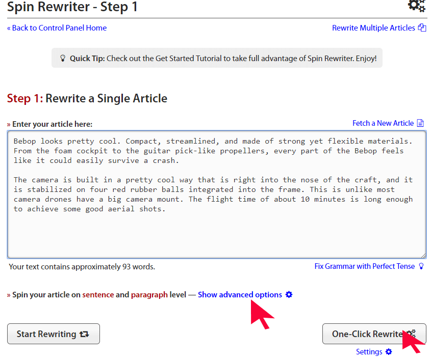 spinrewriter 9.0 spining
