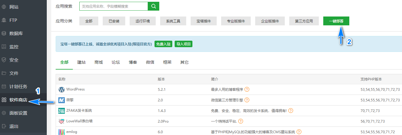 一键部署wordpress