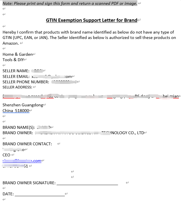 GTIN letter