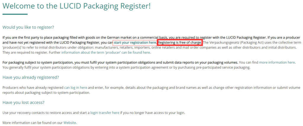 LUCID Packaging Register
