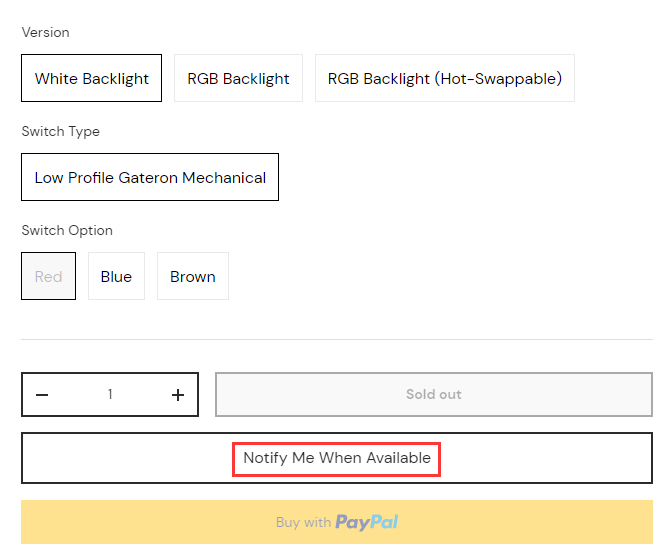 Notify Me When Available